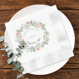 Guardanapo De Papel Romantic Pink Rose Wreath Wedding Paper Plates