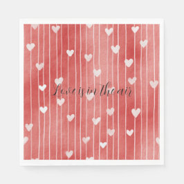 Guardanapo De Papel Romantic Red White Stripes Hearts Love