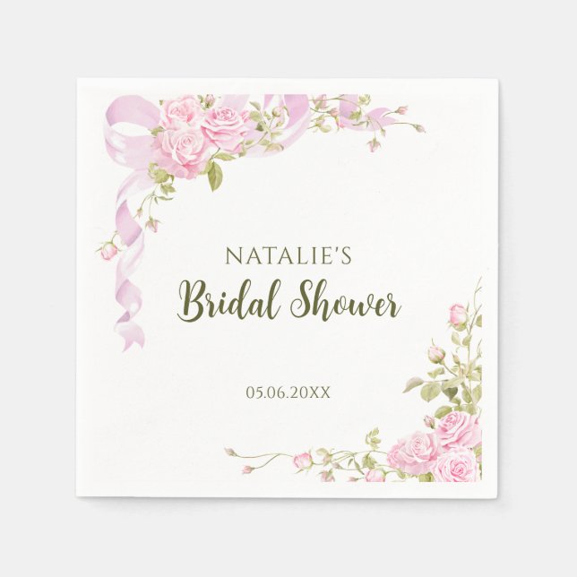 Guardanapo De Papel Romantic Roses Chic Floral Bridal Shower (Frente)