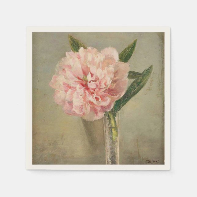 Guardanapo De Papel Romantic soft pink peony in vase (Frente)