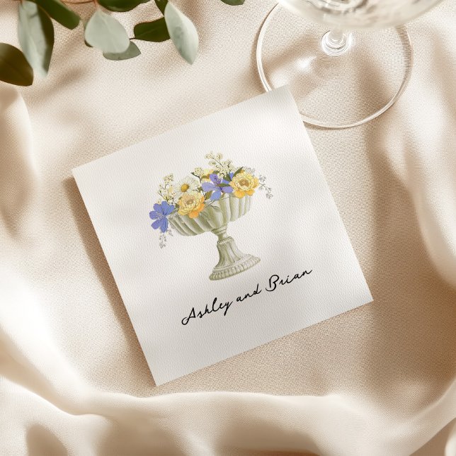 Guardanapo De Papel Romantic Tuscan Garden Urn with Flowers Wedding (Criador carregado)