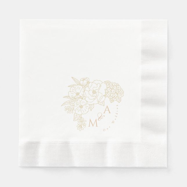 Guardanapo De Papel Romantic Wedding Peonies Ivory White (Frente)