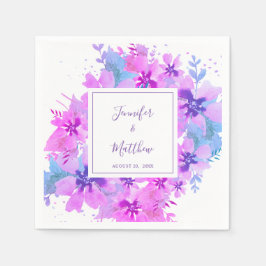 Guardanapo De Papel Romântica Aquarela Púrpura Casamento Floral Napkin
