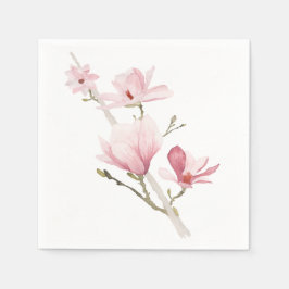 Guardanapo De Papel Romântica Magnolias Rosa Verde Napkins