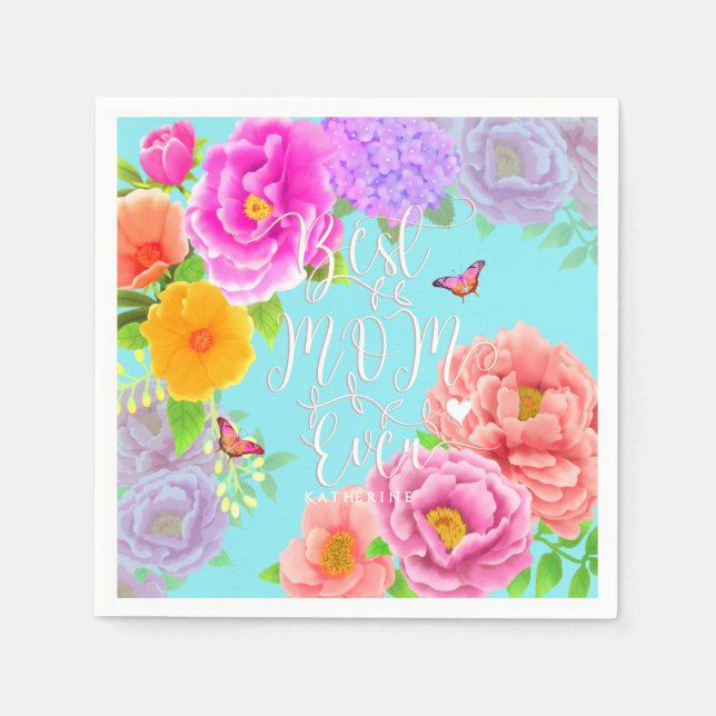 Guardanapo De Papel Romântica Peonies Garden Blue Melhor Mãe (Frente)