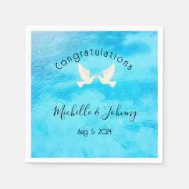 Guardanapo De Papel Romântico - duas pombas com coração cor-de-rosa em