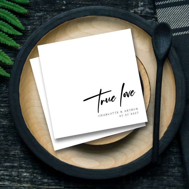 Guardanapo De Papel Romântico Escrito Whimsical True Love: Quic Casame (Romantic Whimsical Script True Love_ Wedding Chic Napkins)