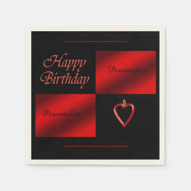 Guardanapo De Papel Romântico Feliz Aniversário Vermelho Personalizar (Frente)