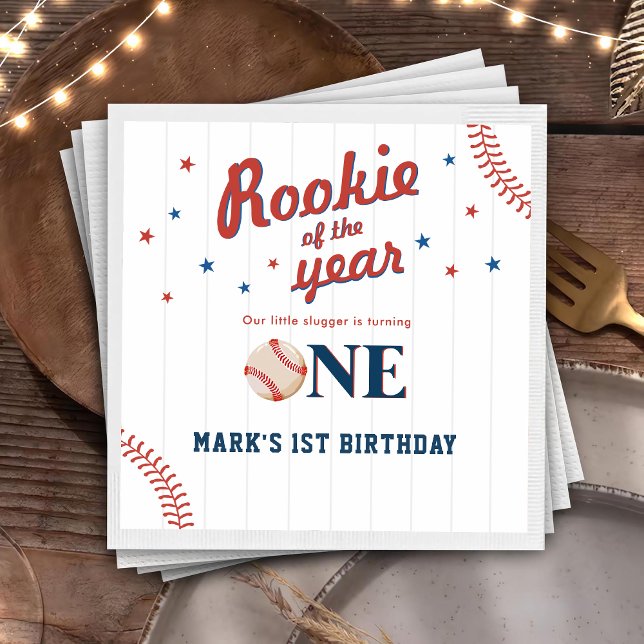 Guardanapo De Papel Rookie do Ano do primeiro aniversario Baseball (Criador carregado)