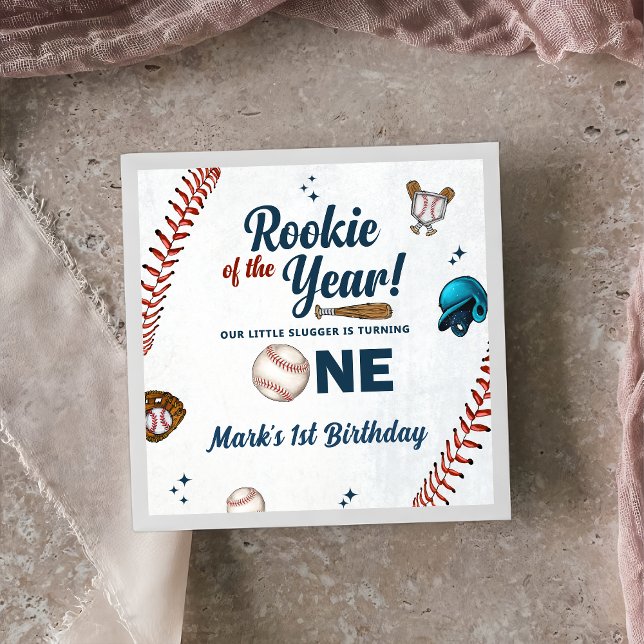 Guardanapo De Papel Rookie do Ano primeiro aniversario Baseball Napkin (Criador carregado)