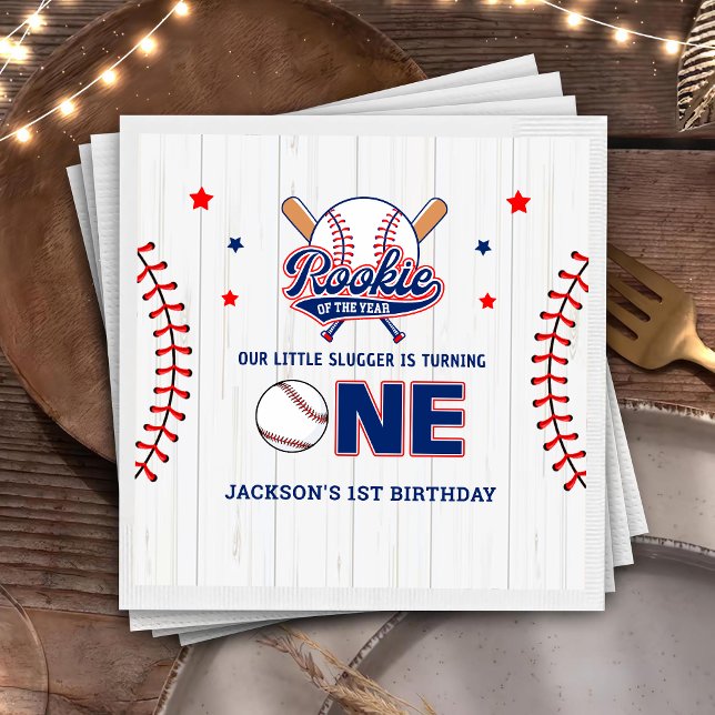 Guardanapo De Papel Rookie do Ano primeiro aniversario Baseball Napkin (Criador carregado)