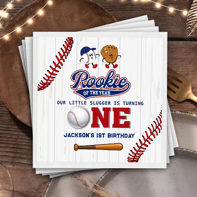 Guardanapo De Papel Rookie do Ano primeiro aniversario Baseball Napkin (Criador carregado)