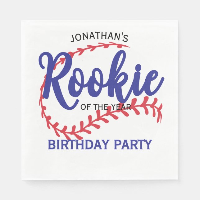 Guardanapo De Papel Rookie of the Year 1st Bday Baseball (Frente)