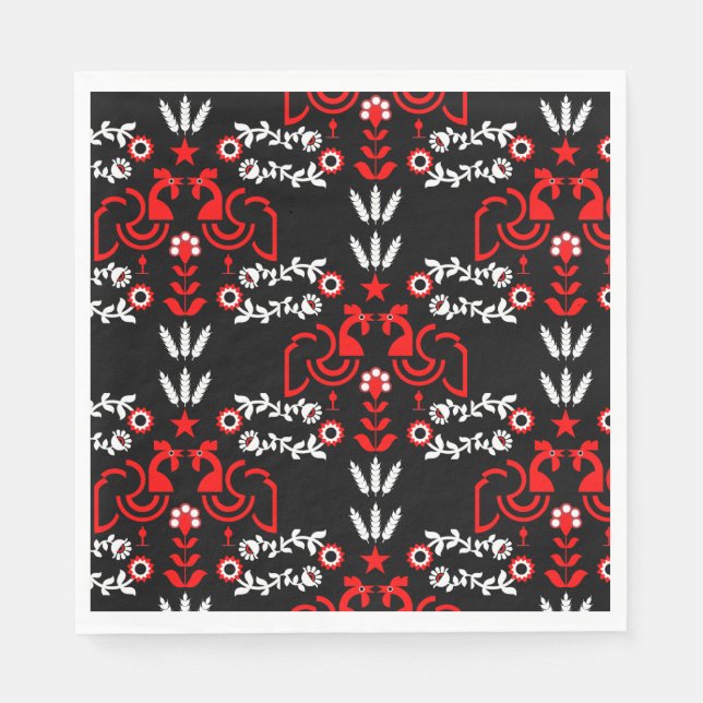 Guardanapo De Papel Rooster Cockerel Scandinavian Folart (Frente)