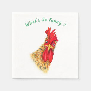 Guardanapo De Papel Rooster Curioso Surpreendido - Texto Personalizado