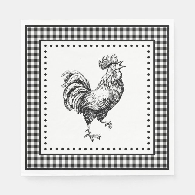 Guardanapo De Papel Rooster Gingham (Frente)