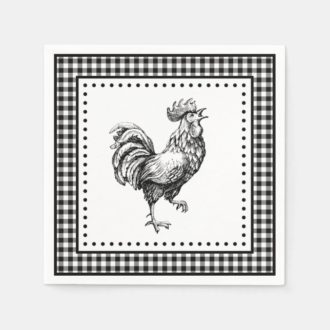 Guardanapo De Papel Rooster Gingham (Frente)