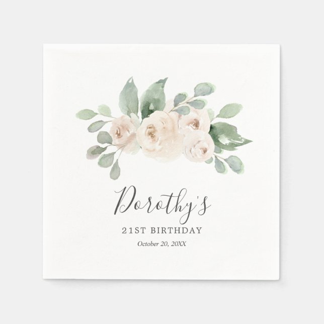 Guardanapo De Papel Rosa aniversário de 21 anos de Nápoles Personaliza (Frente)