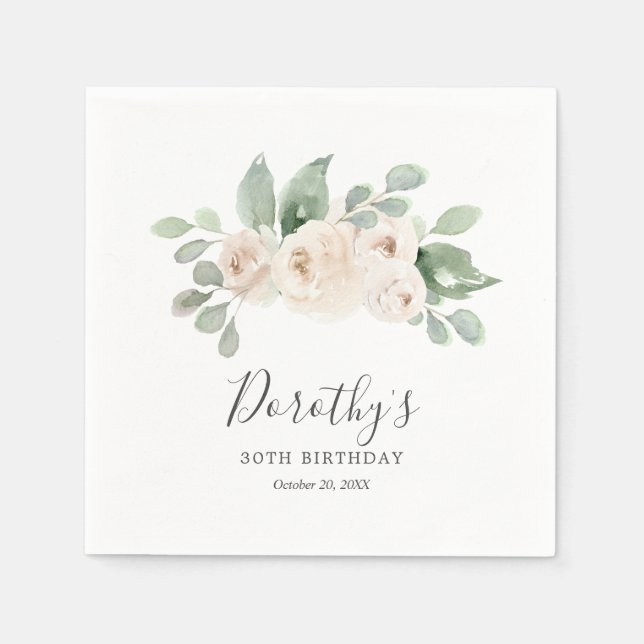 Guardanapo De Papel Rosa aniversário de 30 anos de Nápoles Personaliza (Frente)