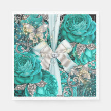 Rosa borboleta prateada azul-teal shabby vintage