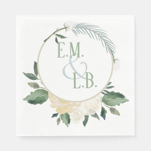 Guardanapo De Papel Rosa Branca e Boho Dourado (Frente)