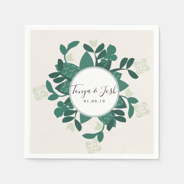 Guardanapo De Papel Rosa Bush Greenery sofisticado moderno (Frente)