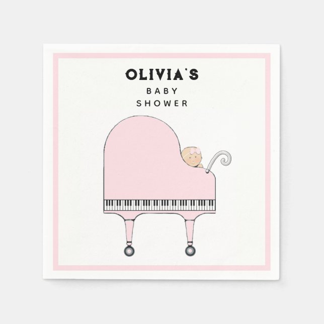 Guardanapo De Papel Rosa chá de fraldas (Frente)