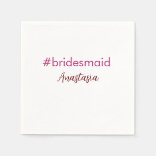 Guardanapo De Papel Rosa claro de hashtag Bridesmaid adiciona nome tri