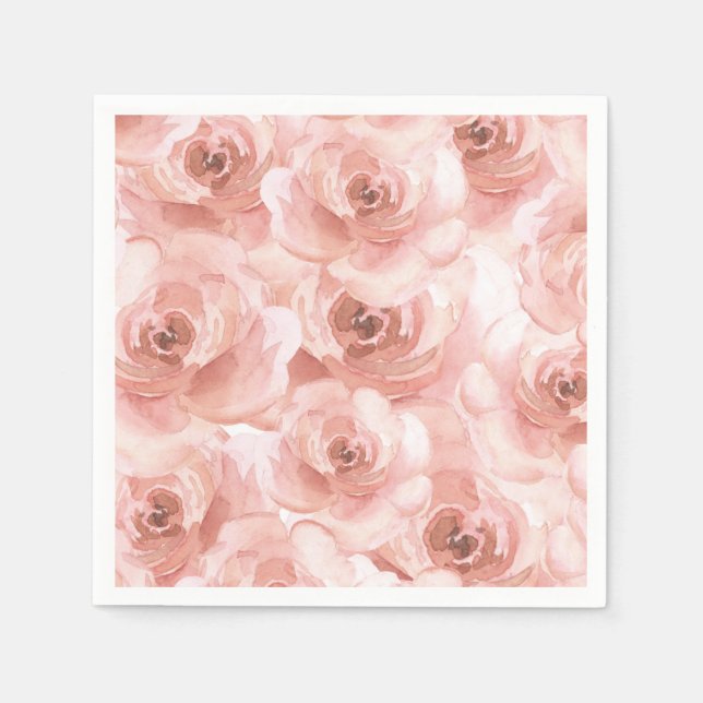 Guardanapo De Papel Rosa de Aquarela Abstrato de Blush Bonito (Frente)