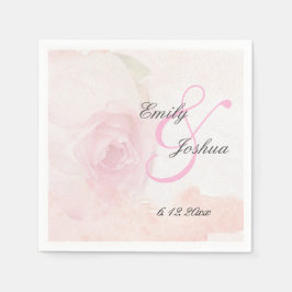Guardanapo De Papel Rosa de Blush de Aquarela | Casamento