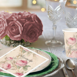 Guardanapo De Papel Rosa de Cor do Prata Personalizada da Primeira Com