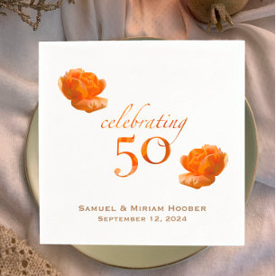 Guardanapo De Papel Rosa de pêssego do 50º aniversário de casamento pe