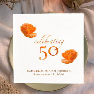 Guardanapo De Papel Rosa de pêssego do 50º aniversário de casamento pe