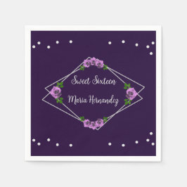 Guardanapo De Papel Rosa de prata geométrica púrpura 16