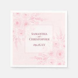Guardanapo De Papel Rosa Desmaiado Aquarela Boho Floral Elegante Casam