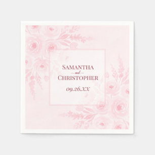 Guardanapo De Papel Rosa Desmaiado Aquarela Boho Floral Elegante Casam