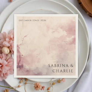 Guardanapo De Papel Rosa Desmaiado Lavagem de Aquarela Casamento Minim