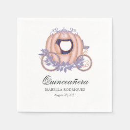 Guardanapo De Papel Rosa Dourada e Lilac Glitter Princess Quinceañera