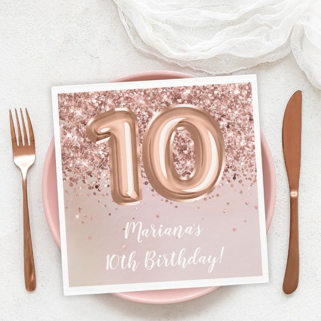 Guardanapo De Papel Rosa Dourada Garota 10ª Festa de aniversário (Criador carregado)