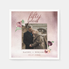 Guardanapo De Papel Rosa Dourada Glitter 50 Anos de Aniversário de Cas