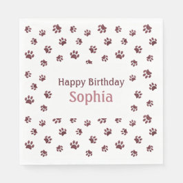 Guardanapo De Papel Rosa Dourada Glitter Paw Prints Pet Festa de anive