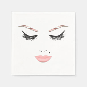Guardanapo De Papel Rosa Dourada Makeup Face sobrancelhas Lábios Glam 