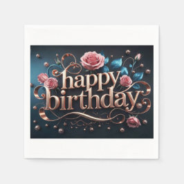 Guardanapo De Papel Rosa dourado aniversário luxuoso elegante extravag