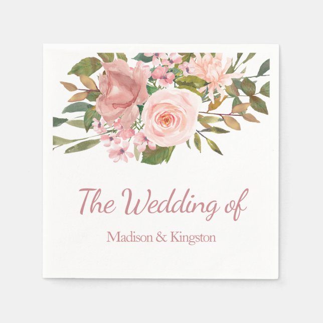 Guardanapo De Papel Rosa Dourado e Escamoteador Casamento Napkin (Frente)