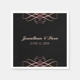Guardanapo De Papel Rosa Dourado e Negro, Casamento Personalizado Eleg