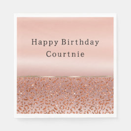 Guardanapo De Papel Rosa Dourado Glam Brilhante Lente-Leopardo