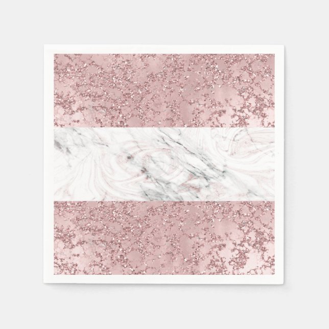 Guardanapo De Papel Rosa Dourado Moderno Glamour Mármore & Decorativo  (Frente)
