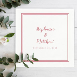 Guardanapo De Papel Rosa Dusty e Festa de casamento Branca Simples