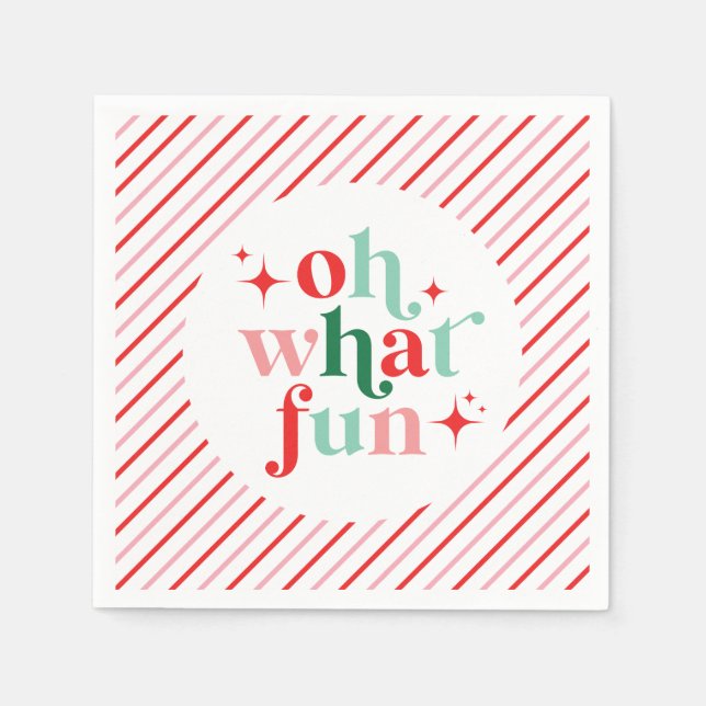 Guardanapo De Papel Rosa e Vermelho Oh Que Divertido (Frente)