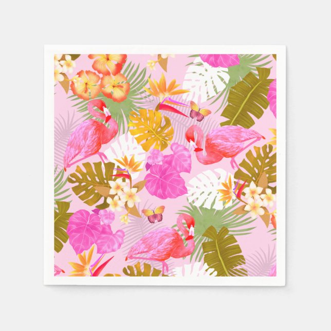 Guardanapo De Papel Rosa Flamingo Garden (Frente)